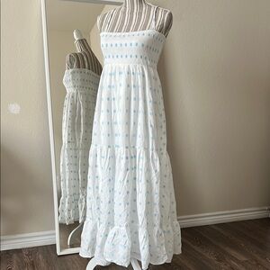 Zara White Sleeveless Square Neck Sundress